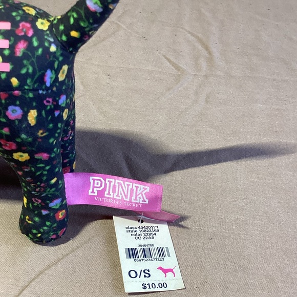 PINK Victoria's Secret Floral "PEACE" Dog Plush - Picture 7 of 7